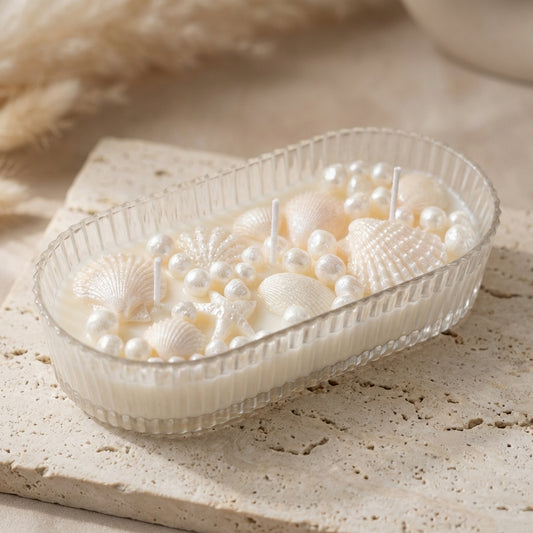 Coastal Seashell & Pearl Centrepiece Candle