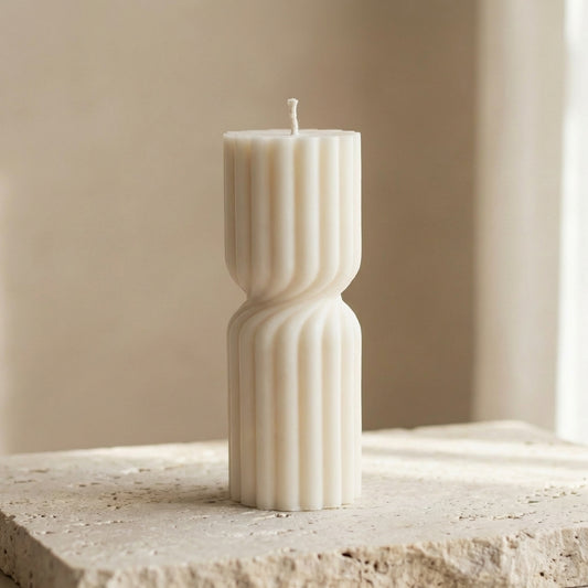 Ribbed Hourglass Pillar Candle