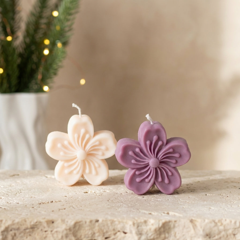 Sculptural Cherry Blossom Candle